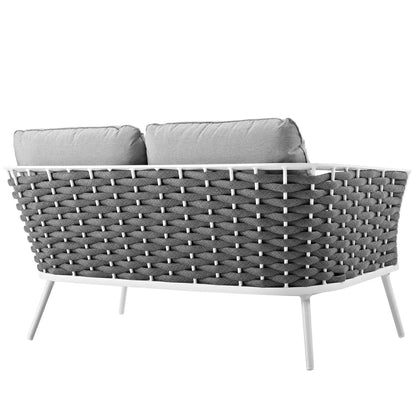 Stance Outdoor Patio Aluminum Loveseat in White Gray by Modway (3019)