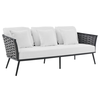 Stance Outdoor Patio Aluminum Sofa in Gray White by Modway (3020)