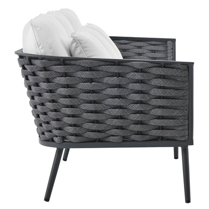 Stance Outdoor Patio Aluminum Sofa in Gray White by Modway (3020)