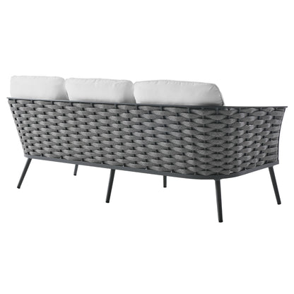 Stance Outdoor Patio Aluminum Sofa in Gray White by Modway (3020)