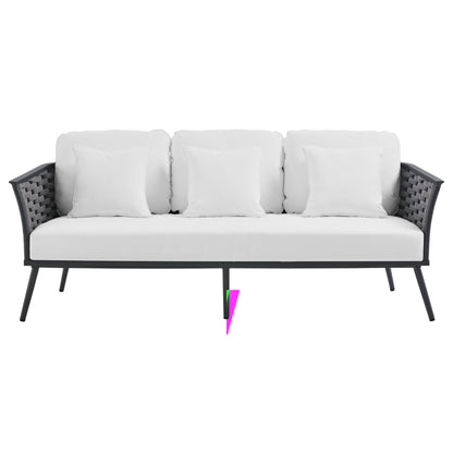 Stance Outdoor Patio Aluminum Sofa in Gray White by Modway (3020)