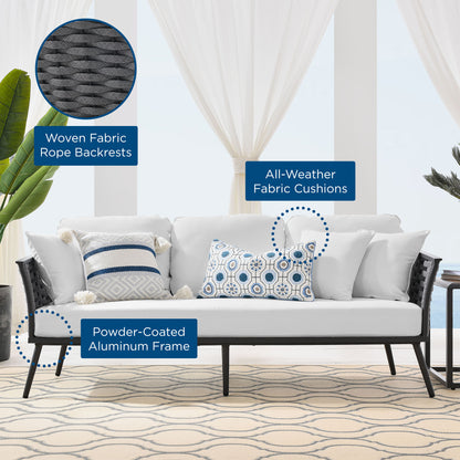 Stance Outdoor Patio Aluminum Sofa in Gray White by Modway (3020)