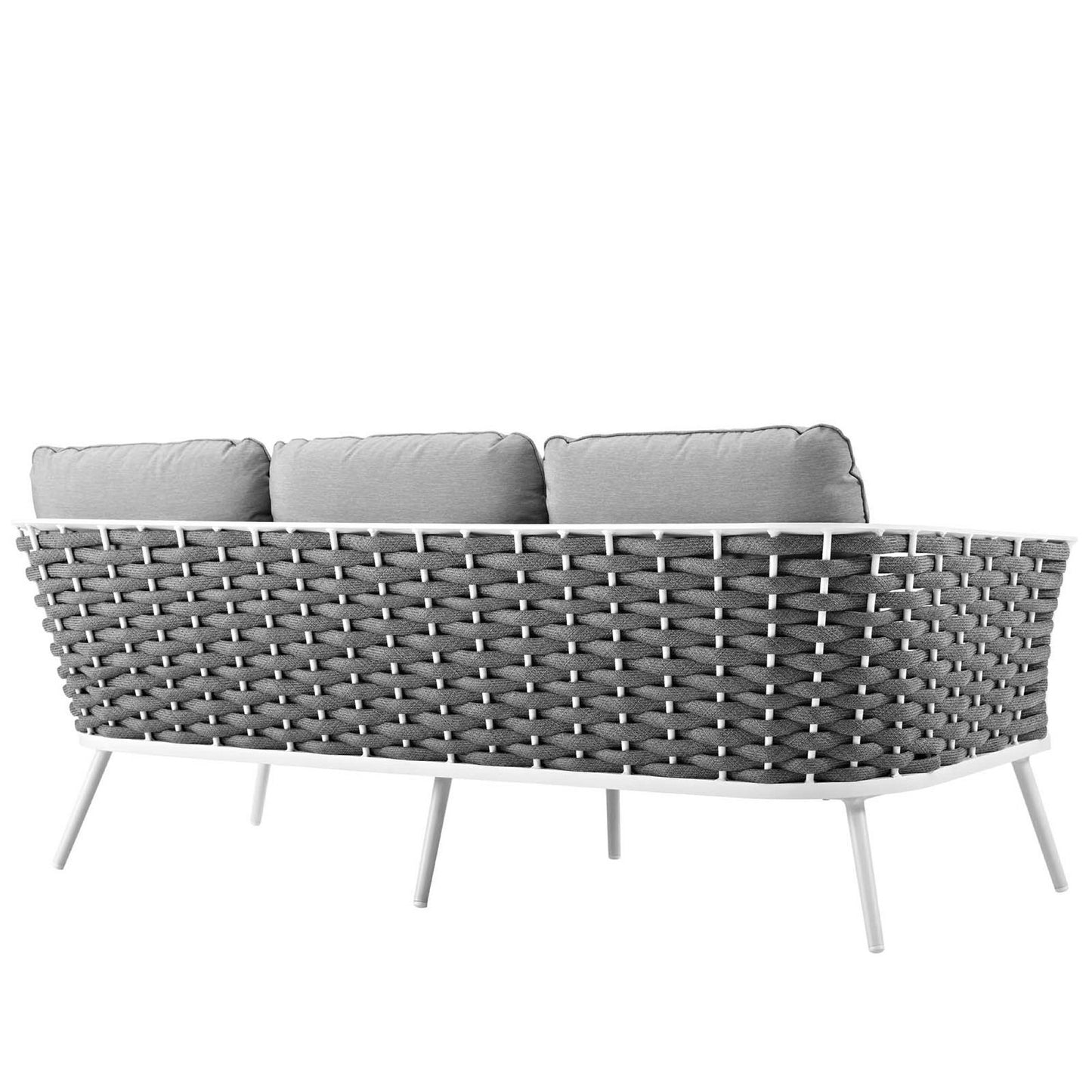 Stance Outdoor Patio Aluminum Sofa in White Gray by Modway (3020)
