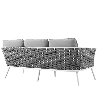 Stance Outdoor Patio Aluminum Sofa in White Gray by Modway (3020)
