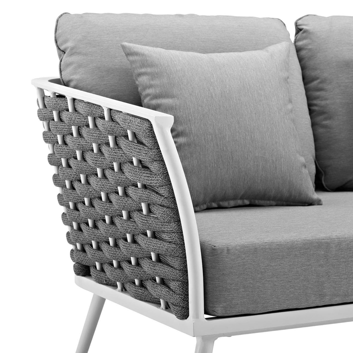 Stance Outdoor Patio Aluminum Sofa in White Gray by Modway (3020)