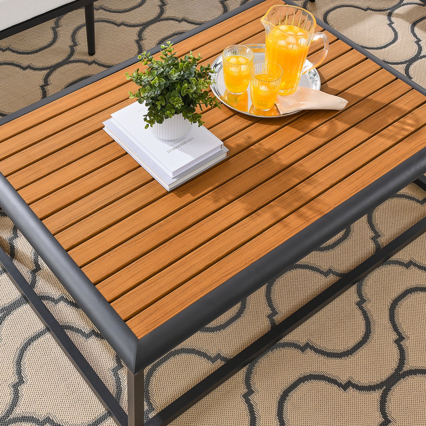 Stance Outdoor Patio Aluminum Coffee Table in Gray Natural by Modway (3021)