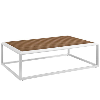 Stance Outdoor Patio Aluminum Coffee Table in White Natural by Modway (3021)