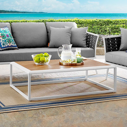 Stance Outdoor Patio Aluminum Coffee Table in White Natural by Modway (3021)