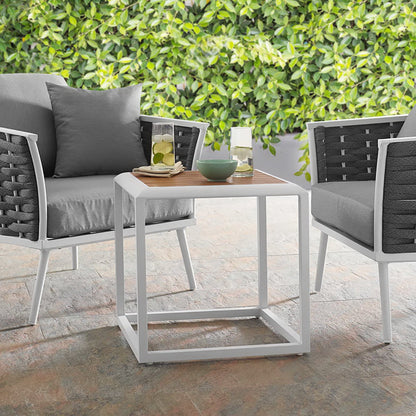 Stance Outdoor Patio Aluminum Side Table in White Natural by Modway (3022)