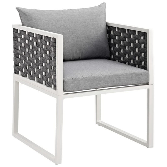 Stance Outdoor Patio Aluminum Dining Armchair in White Gray by Modway (3053)