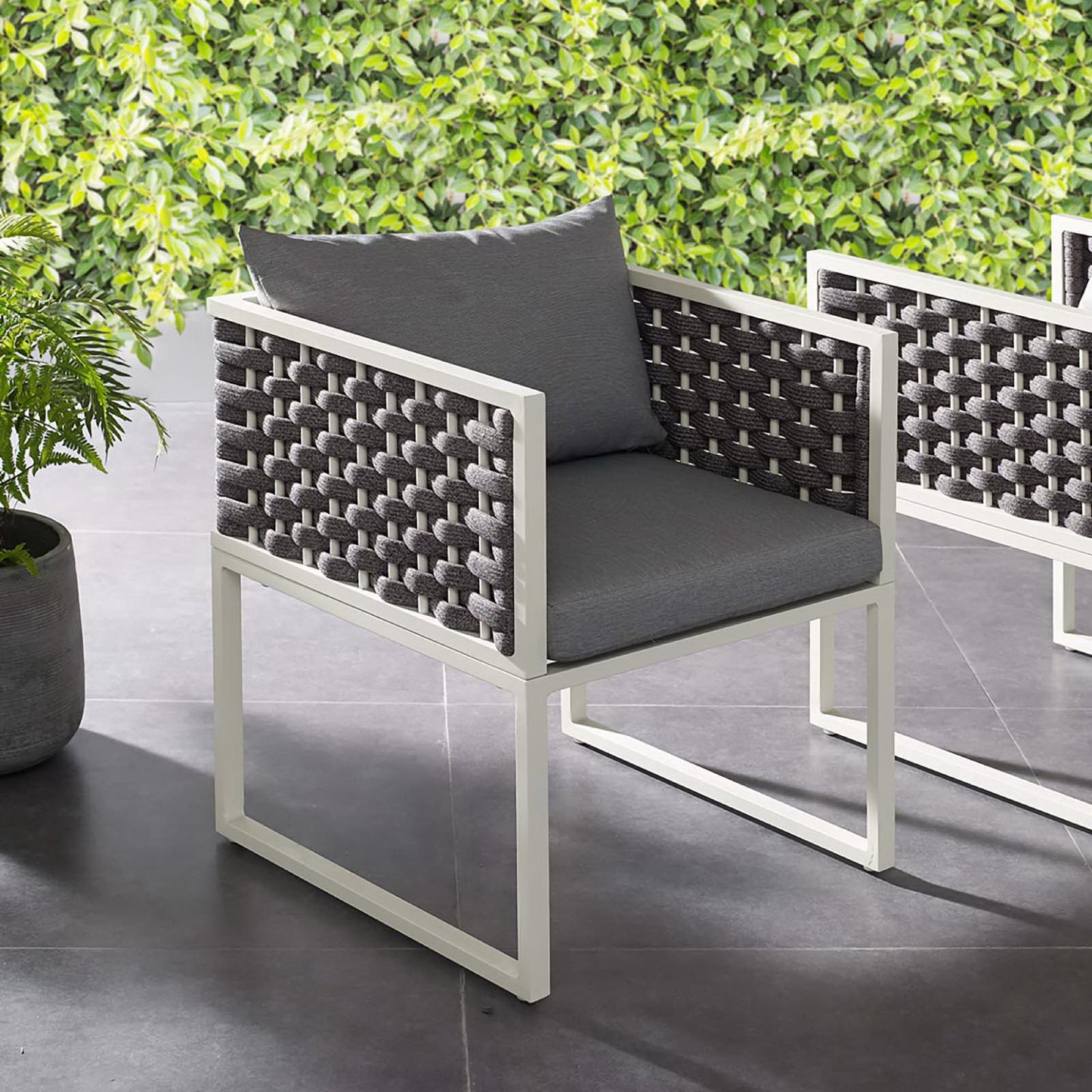 Stance Outdoor Patio Aluminum Dining Armchair in White Gray by Modway (3053)