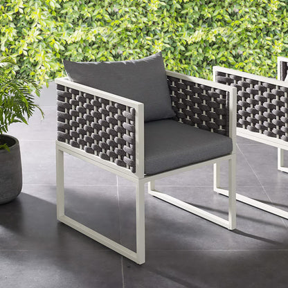 Stance Outdoor Patio Aluminum Dining Armchair in White Gray by Modway (3053)