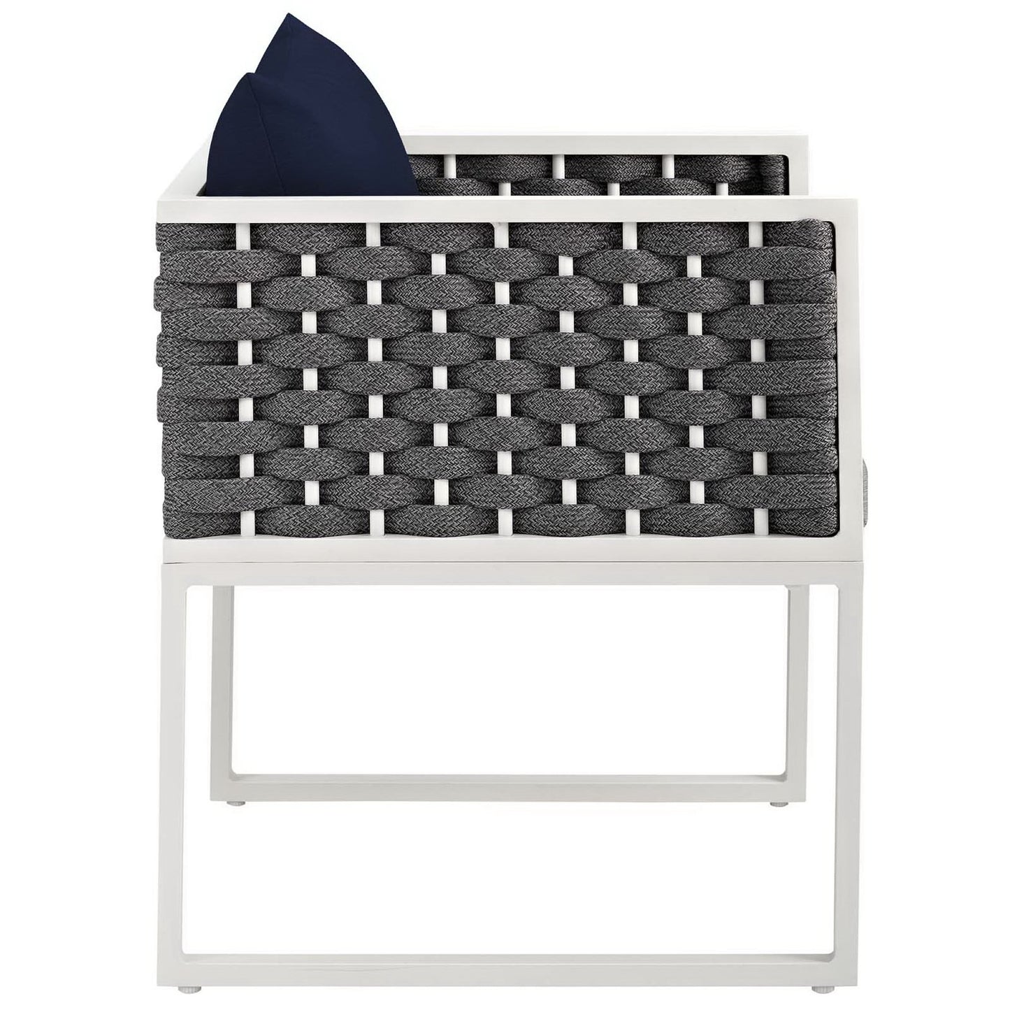Stance Outdoor Patio Aluminum Dining Armchair in White Navy by Modway (3053)