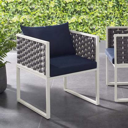 Stance Outdoor Patio Aluminum Dining Armchair in White Navy by Modway (3053)