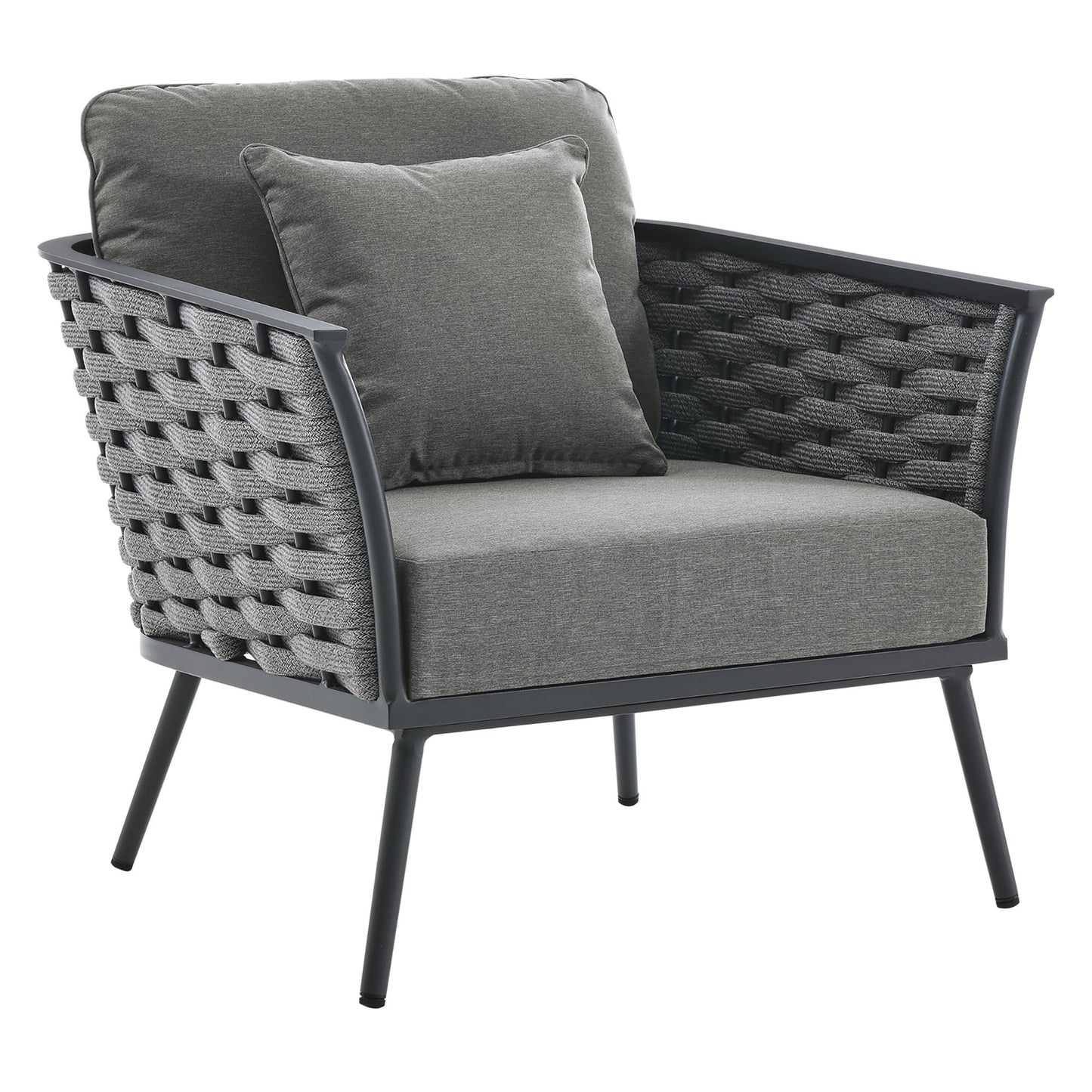 Stance Outdoor Patio Aluminum Armchair in Gray Charcoal by Modway (3054)