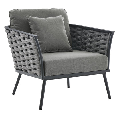 Stance Outdoor Patio Aluminum Armchair in Gray Charcoal by Modway (3054)