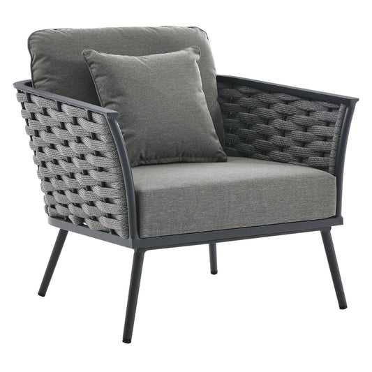 Stance Outdoor Patio Aluminum Armchair in Gray Charcoal by Modway (3054)