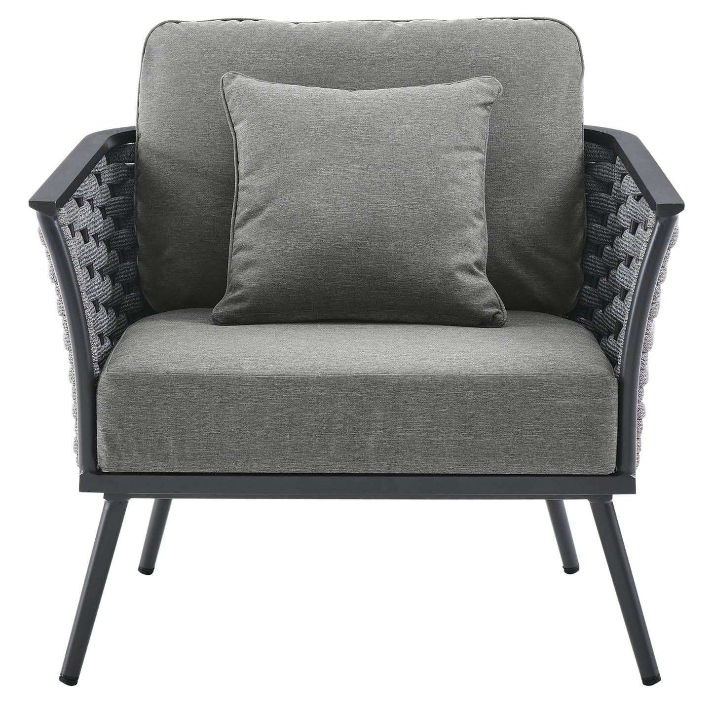 Stance Outdoor Patio Aluminum Armchair in Gray Charcoal by Modway (3054)