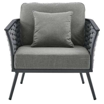 Stance Outdoor Patio Aluminum Armchair in Gray Charcoal by Modway (3054)