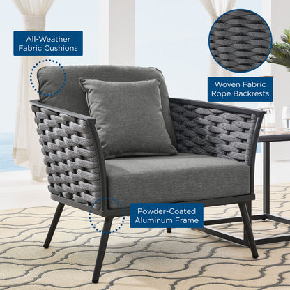 Stance Outdoor Patio Aluminum Armchair in Gray Charcoal by Modway (3054)