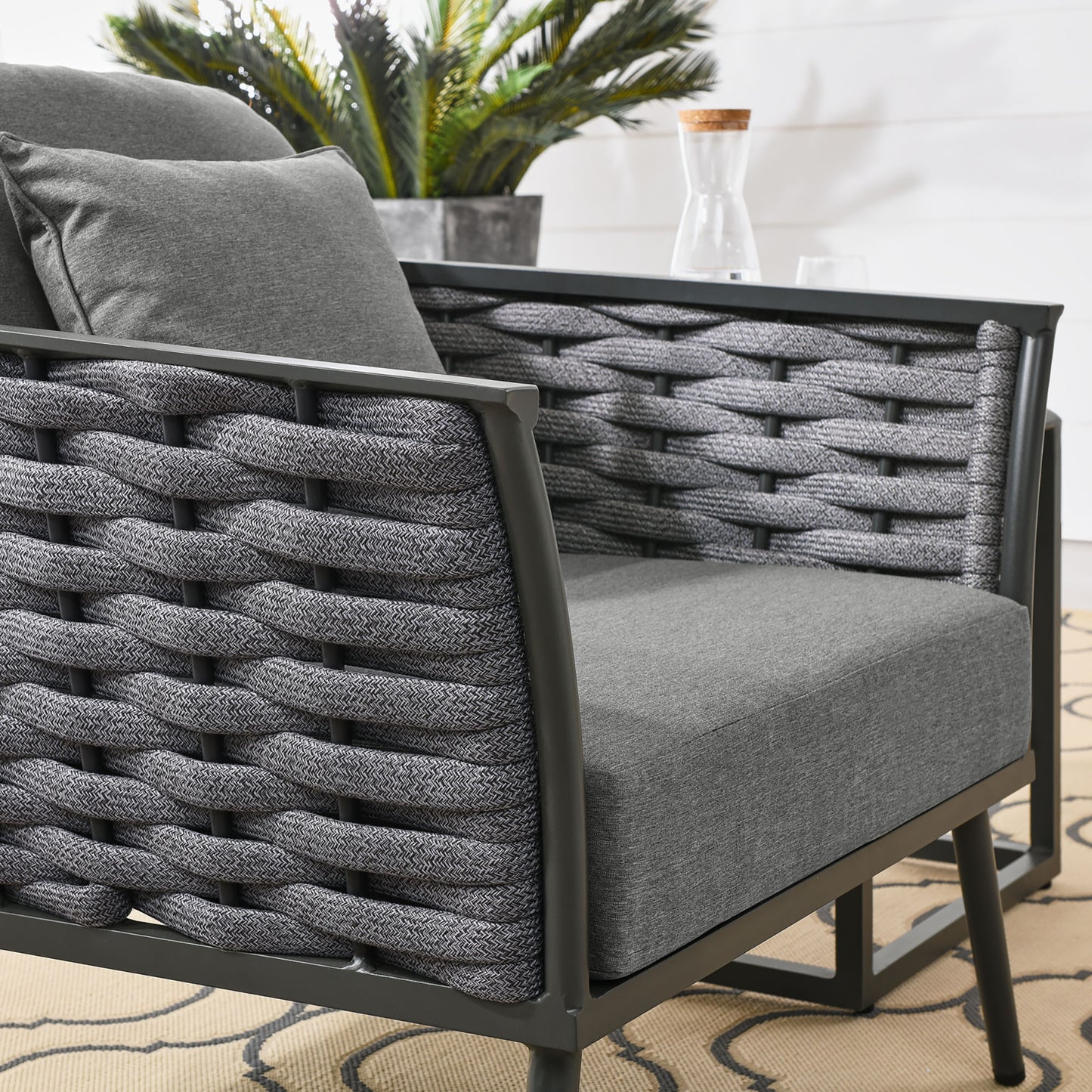 Stance Outdoor Patio Aluminum Armchair in Gray Charcoal by Modway (3054)