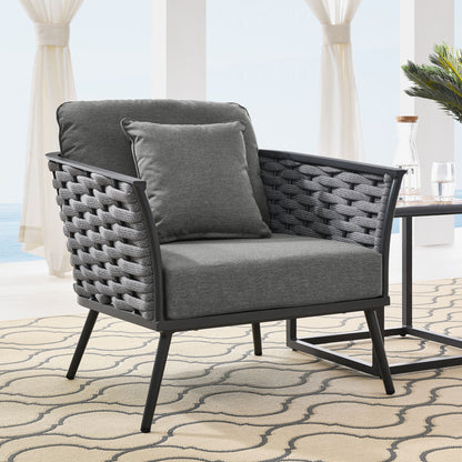 Stance Outdoor Patio Aluminum Armchair in Gray Charcoal by Modway (3054)