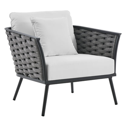 Stance Outdoor Patio Aluminum Armchair in Gray White by Modway (3054)