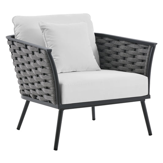 Stance Outdoor Patio Aluminum Armchair in Gray White by Modway (3054)