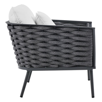 Stance Outdoor Patio Aluminum Armchair in Gray White by Modway (3054)