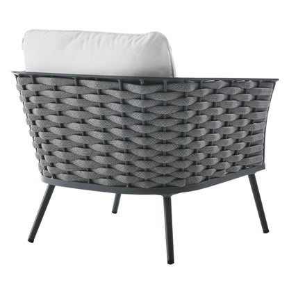 Stance Outdoor Patio Aluminum Armchair in Gray White by Modway (3054)