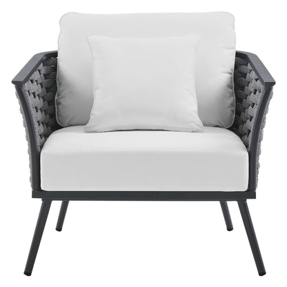 Stance Outdoor Patio Aluminum Armchair in Gray White by Modway (3054)