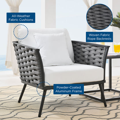 Stance Outdoor Patio Aluminum Armchair in Gray White by Modway (3054)