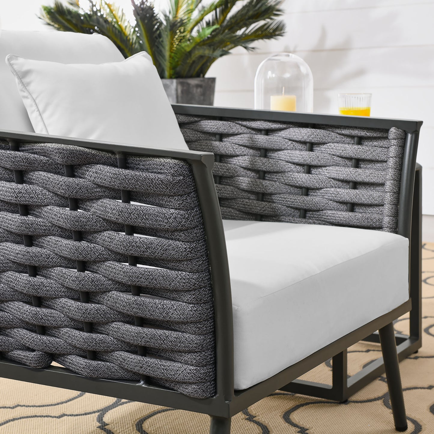 Stance Outdoor Patio Aluminum Armchair in Gray White by Modway (3054)