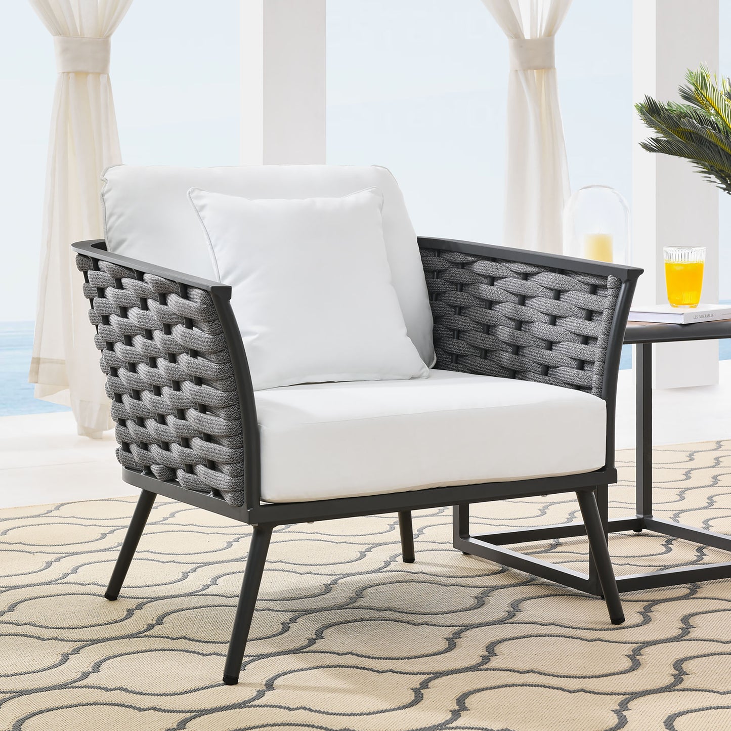 Stance Outdoor Patio Aluminum Armchair in Gray White by Modway (3054)