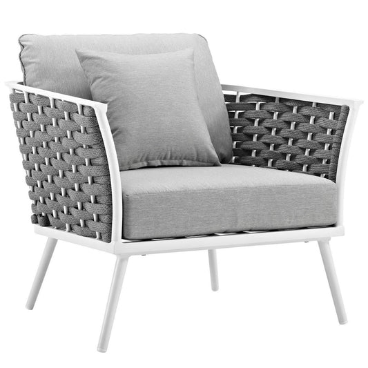Stance Outdoor Patio Aluminum Armchair in White Gray by Modway (3054)