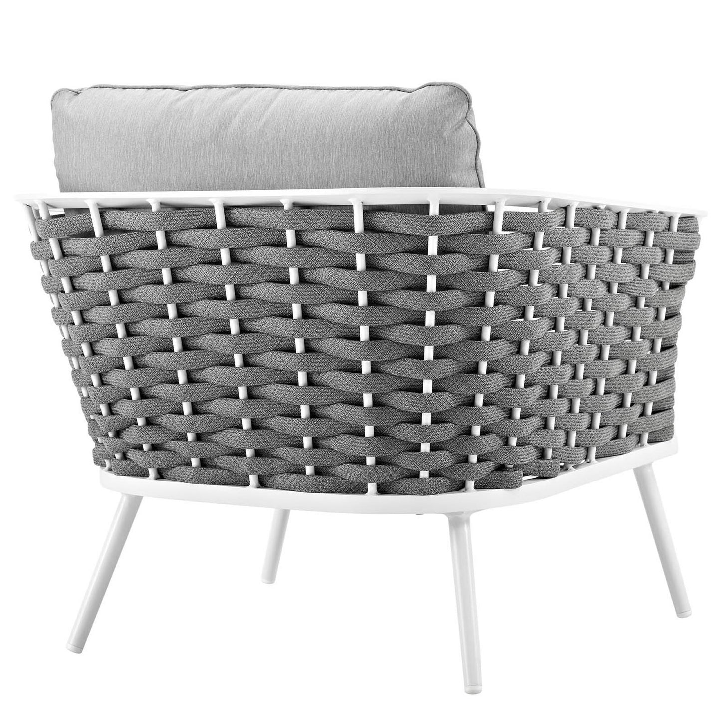 Stance Outdoor Patio Aluminum Armchair in White Gray by Modway (3054)