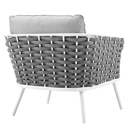 Stance Outdoor Patio Aluminum Armchair in White Gray by Modway (3054)