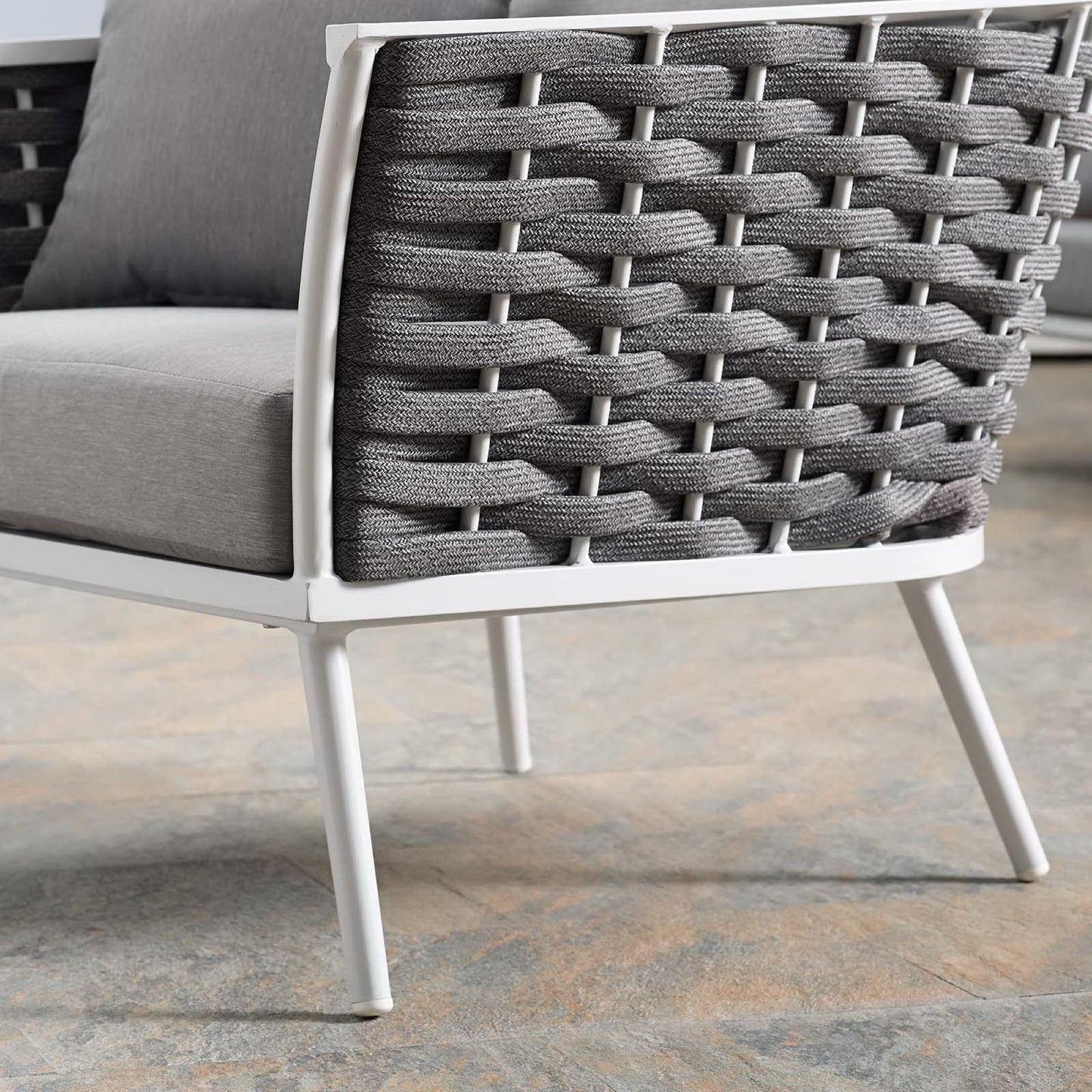Stance Outdoor Patio Aluminum Armchair in White Gray by Modway (3054)