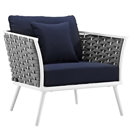 Stance Outdoor Patio Aluminum Armchair in White Navy by Modway (3054)
