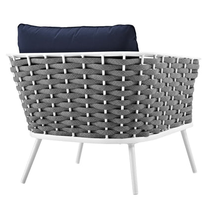 Stance Outdoor Patio Aluminum Armchair in White Navy by Modway (3054)