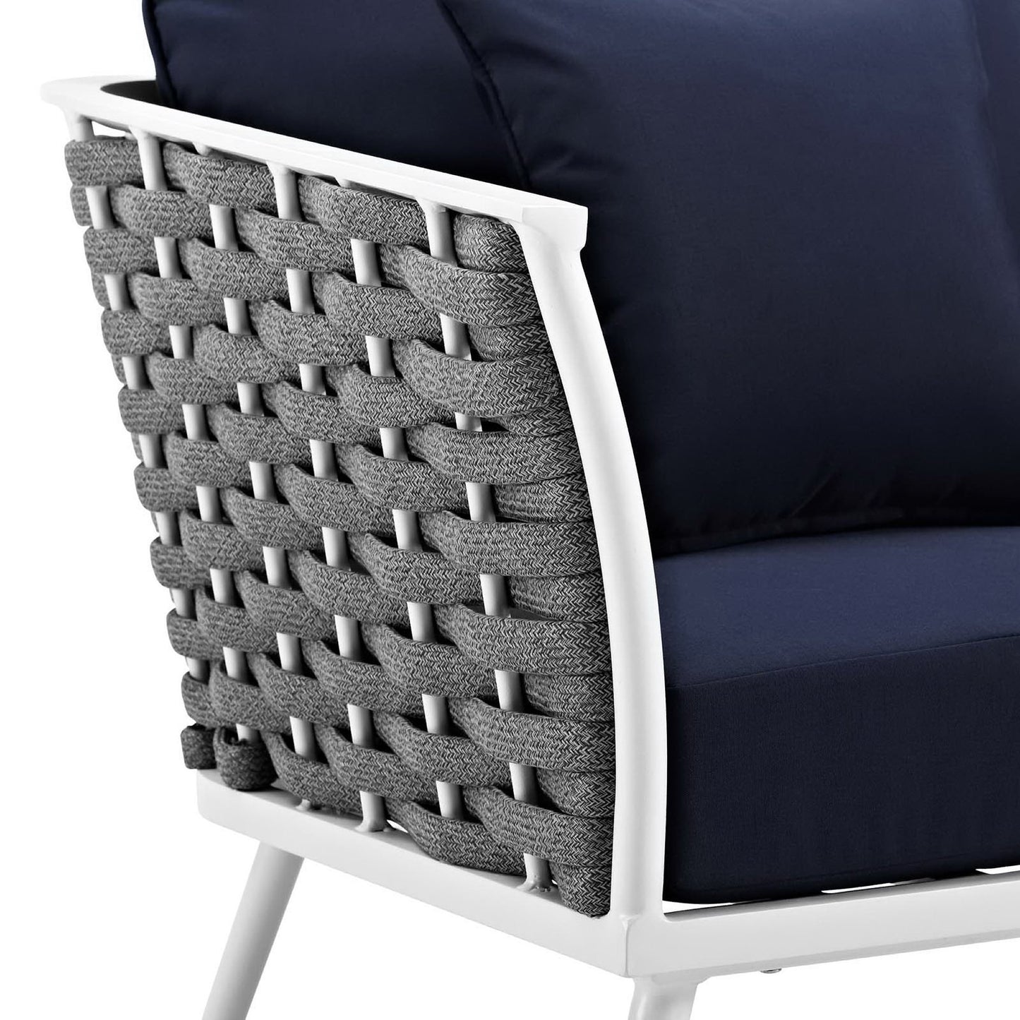 Stance Outdoor Patio Aluminum Armchair in White Navy by Modway (3054)