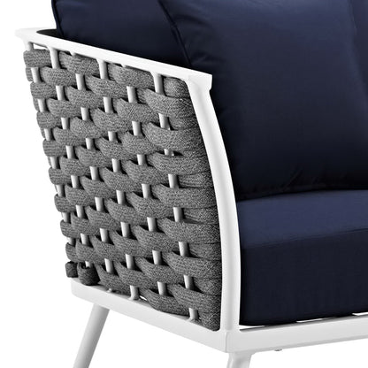 Stance Outdoor Patio Aluminum Armchair in White Navy by Modway (3054)