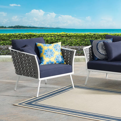 Stance Outdoor Patio Aluminum Armchair in White Navy by Modway (3054)