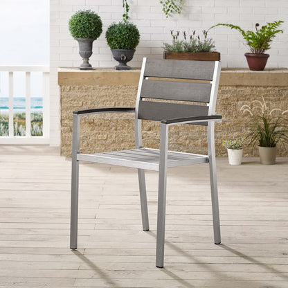 Shore Outdoor Patio Aluminum Dining Armchair in Silver Gray by Modway (3130)