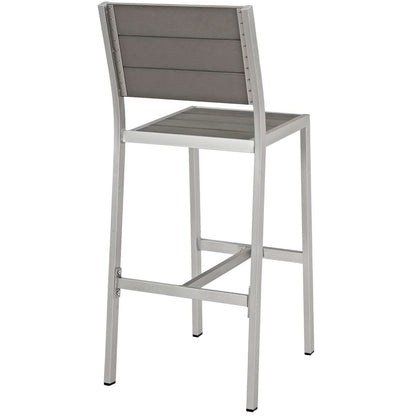 Shore Outdoor Patio Aluminum Armless Bar Stool (Set of 2) in Silver Gray by Modway