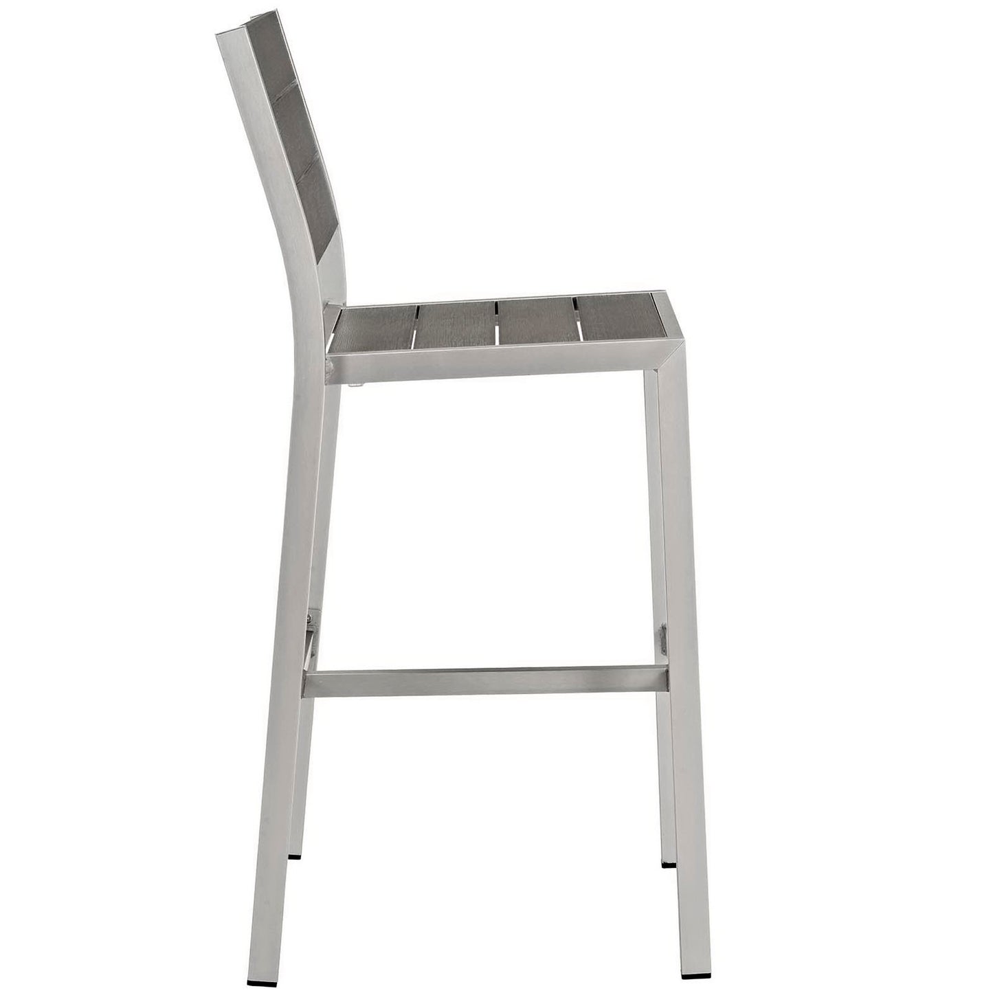 Shore 3 Piece Outdoor Patio Aluminum Pub Set in Silver Gray by Modway