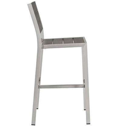 Shore 3 Piece Outdoor Patio Aluminum Pub Set in Silver Gray by Modway