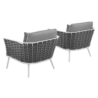 Stance Outdoor Patio Aluminum Armchair Set of 2 in White Gray by Modway (3162)