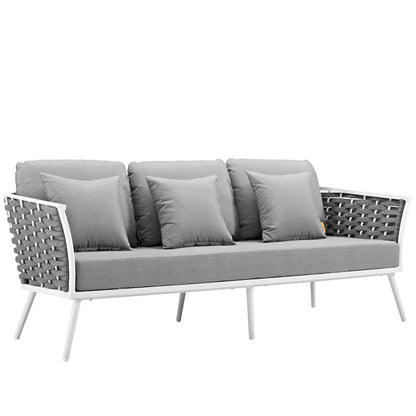 Stance 3 Piece Outdoor Patio Aluminum Sectional Sofa Set in White Gray by Modway (3166)