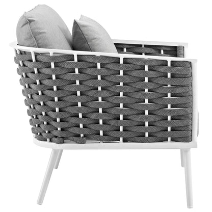 Stance 3 Piece Outdoor Patio Aluminum Sectional Sofa Set in White Gray by Modway (3166)
